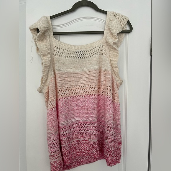 Scoop Pink Ombré Flutter Sleeve Tank Top xxl - Picture 5 of 5